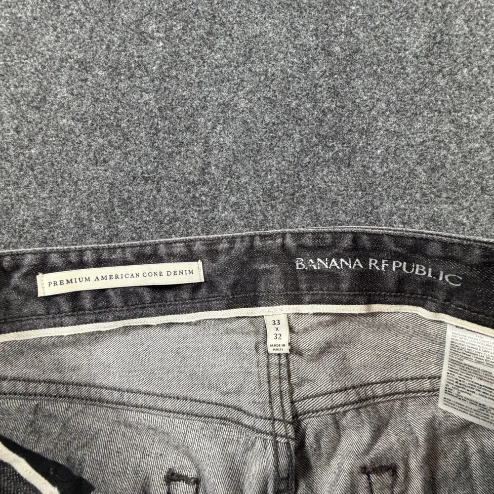 Banana Republic Mens 34x32 Trooper Fit White Oak Cone Selvedge Denim Jeans Black
